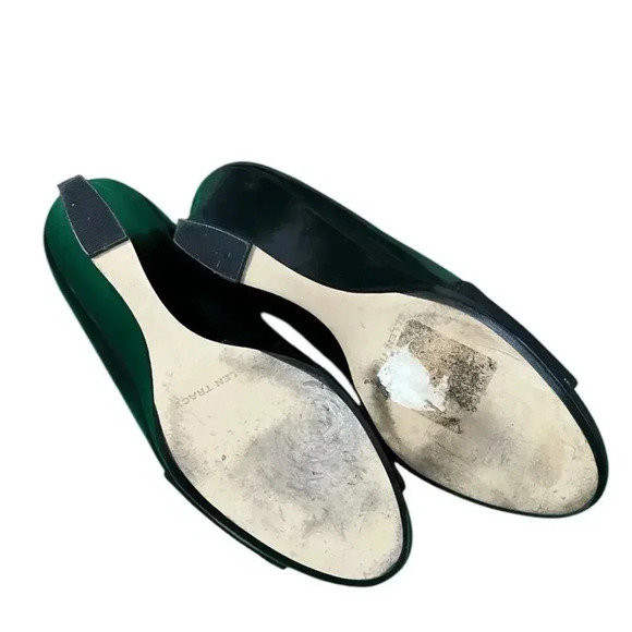 Ellen Tracy Women's Black Leather Slide Wedge Open Toe Heels Rhyme 8.5 Used - Picture 9 of 16